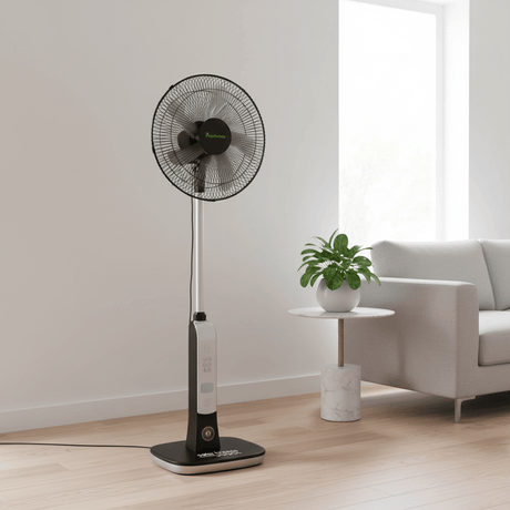 Willed Fan & Cooler Psychoteq 18" Solar Breeze Rechargeable Solar Fan 30,000mAh with Bluetooth Speaker, Remote Control & 20W Solar Panel - Music Version