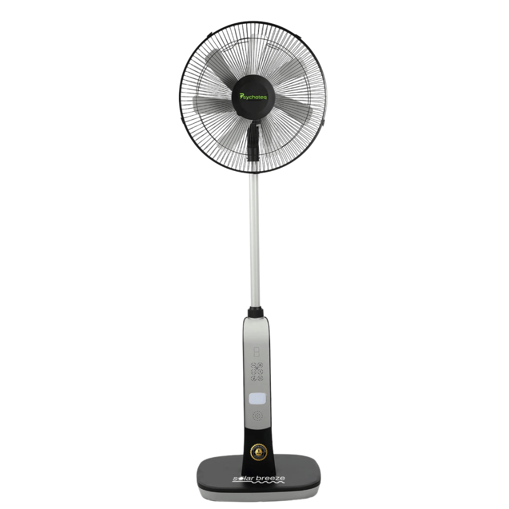 Willed Fan & Cooler Psychoteq 18" Solar Breeze Rechargeable Solar Fan 30,000mAh with Bluetooth Speaker, Remote Control & 20W Solar Panel - Music Version