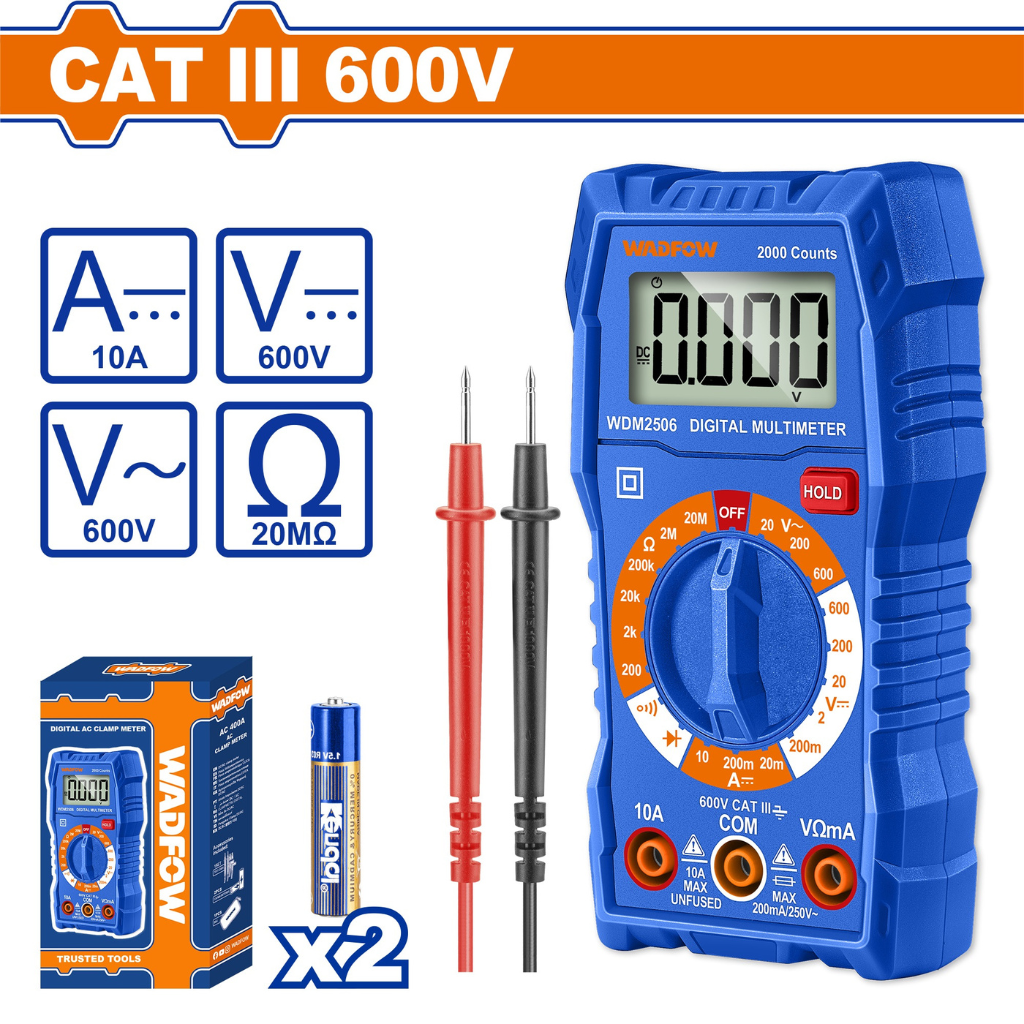 Wadfow Digital Multimeter 2000 Counts 600V - WDM2508