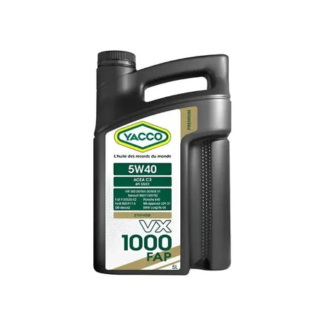 Yacco Engine Oils & Vehicle Fluids Yacco VX Premium 100% Synthetic Engine Oil 1L/5L/208L - VX 1000 FAP SAE 5W40