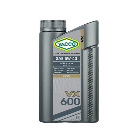 Yacco Engine Oils & Vehicle Fluids Yacco VX Synthetic Engine Oil 1L/5L - VX 600 SAE 5W40