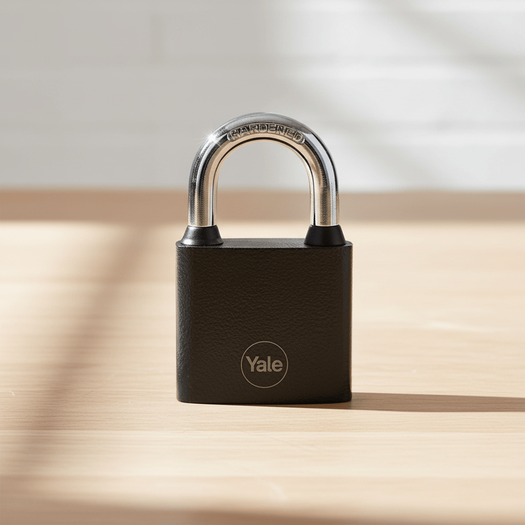 Yale Padlocks & Accessories Yale Y111 60mm Cast-Iron Padlock with Hardened Steel Shackle | Silver & Black