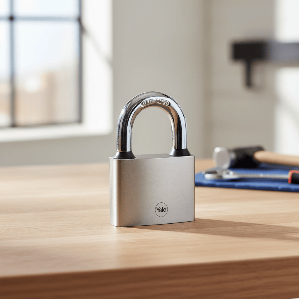 Yale Padlocks & Accessories Yale Y111 60mm Cast-Iron Padlock with Hardened Steel Shackle | Silver & Black