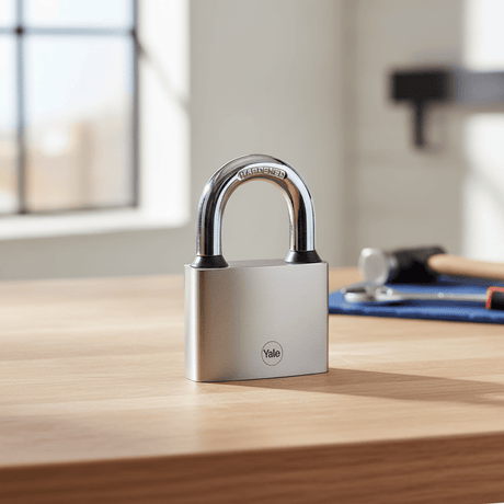 Yale Padlocks & Accessories Yale Y111 60mm Cast-Iron Padlock with Hardened Steel Shackle | Silver & Black