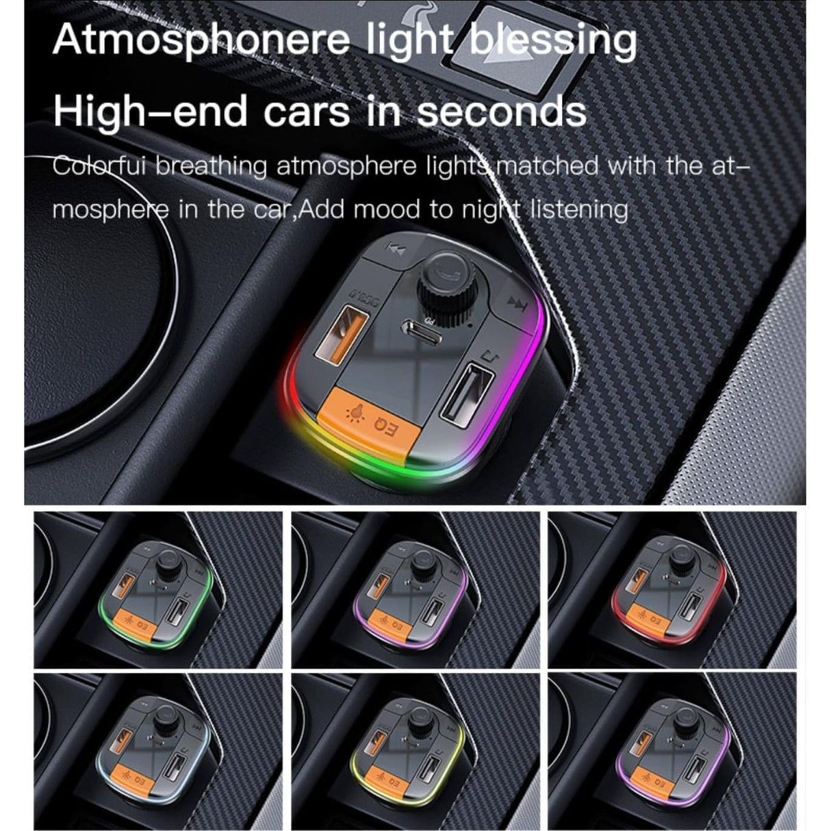 Yesido Audio & Entertainment Yesido Car FM Transmitter, Bluetooth, Card Reader & MP3 with Three USB Fast Charging Ports - Y45