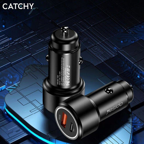 Yesido Power & Charging Accessories Yesido Fast Charging Car Charger 42W with Dual USB & Type-C Ports - Y42