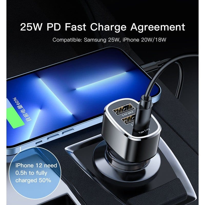 Yesido Power & Charging Accessories Yesido Fast Charging Car Charger 49W with 3 Ports - Y47