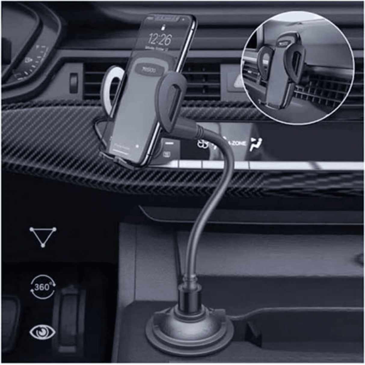 Yesido Navigation & Smart Devices Yesido Universal Adjustable Gooseneck Car Cup Holder Phone Mount Holder - C112