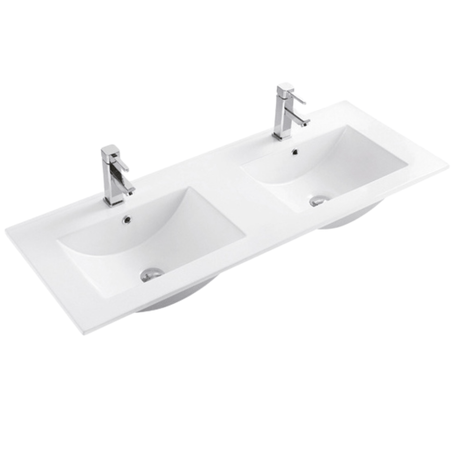 Zotto Bathroom Sink Zotto Rectangular Double Bowl Wash Hand Basin 1210x465x180mm - E120D