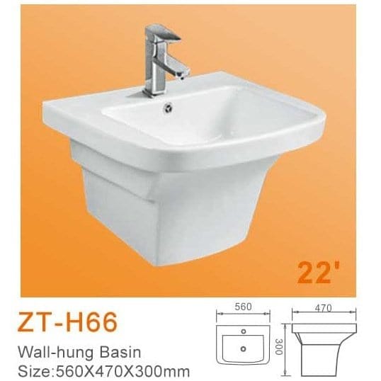 Zotto Bathroom Sink Zotto Wall-hung Wash Hand Basin 560x470x300mm - ZT-H66