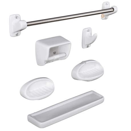 Zotto Bathroom Accessories Zotto White ABS Plastic 6 Pieces Bathroom Accessories Set - ZT-926