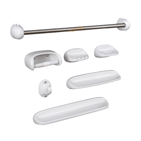 Zotto Bathroom Accessories Zotto White ABS Plastic 7 Pieces Bathroom Accessories Set - ZT-925