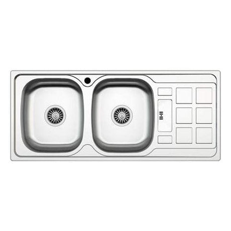 Asil Krom Kitchen Sink Asil Krom Double Bowl Right Arm Kitchen Sink - Stainless Steel