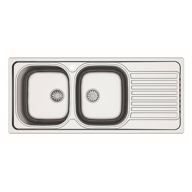 Asil Krom Kitchen Sink Asil Krom Stainless Steel Double Bowl 116 x 50cm Kitchen Sink - AS87