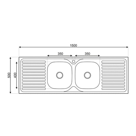 Asil Krom Kitchen Sink Asil Krom Stainless Steel Double Bowl 150 x 50cm Kitchen Sink - AS 133