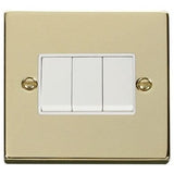 Brass Switches & Sockets Brass 10A 3 Gang 2 Way Light Switch