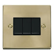 Brass Switches & Sockets Brass 10A 3 Gang 2 Way Light Switch