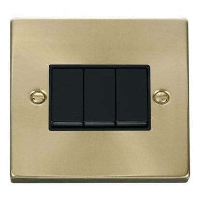 Brass Switches & Sockets Brass 10A 3 Gang 2 Way Light Switch