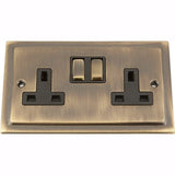 Brass Switches & Sockets Brass Double Socket 2 Gang 13 Amp