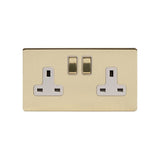 Brass Switches & Sockets Brass Double Socket 2 Gang 13 Amp