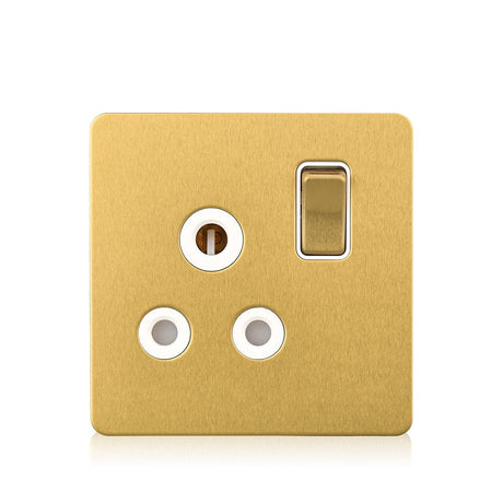 Brass Switches & Sockets Brass Round Pin Plug Switched Socket 15 Amp