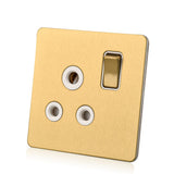 Brass Switches & Sockets Brass Round Pin Plug Switched Socket 15 Amp