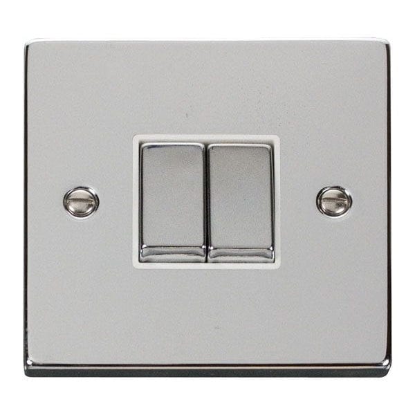 Click Deco Switches & Sockets Click Deco 2 Gang 2 Way Switch Polished Chrome, White