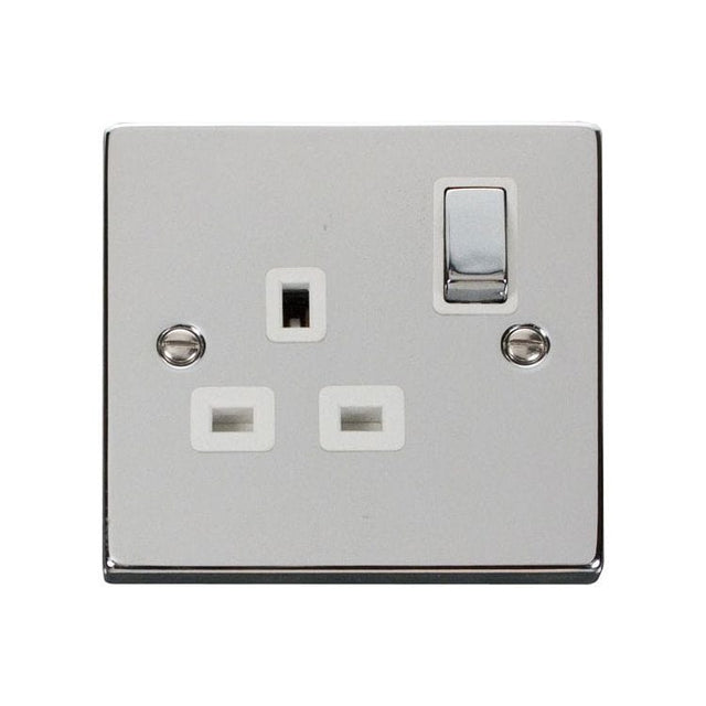 Click Deco Switches & Sockets Click Deco Ingot Polished Chrome 13A Single Socket White Insert