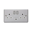 Click Deco Switches & Sockets Click Deco Ingot Unpolished Chrome 13A Double Socket With USB, White Insert