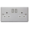 Click Deco Switches & Sockets Click Deco Unpolished Chrome Ingot Double Socket 13A, White Insert