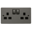 Click Define Switches & Sockets Click Define Black Nickel 13A Switched Double Socket