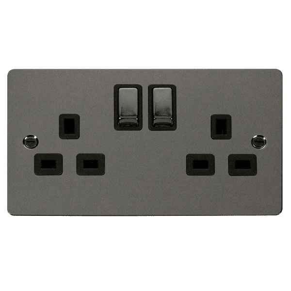 Click Define Switches & Sockets Click Define Black Nickel 13A Switched Double Socket