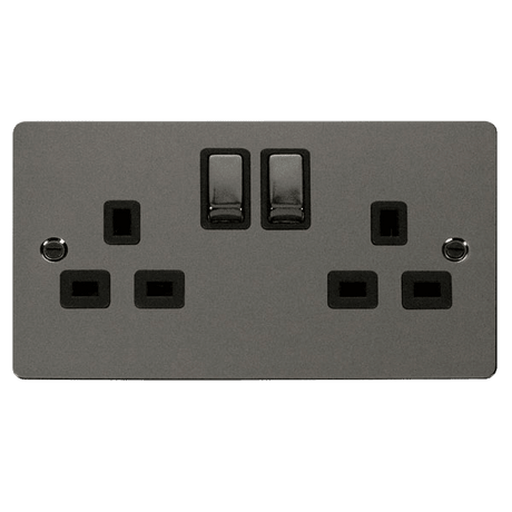 Click Define Switches & Sockets Click Define Black Nickel 13A Switched Double Socket