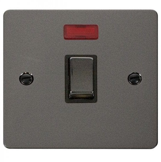 Click Define Switches & Sockets Click Define Black Nickel 20A Double Pole Switch with Neon for AC / Water Heater