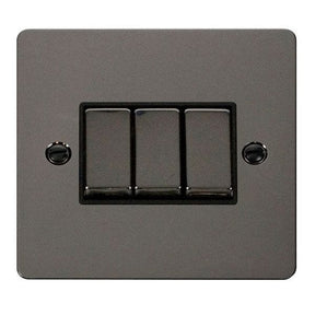 Click Define Switches & Sockets Click Define Black Nickel Ingot 3 Gang 10AX 2 Way Plate Switch