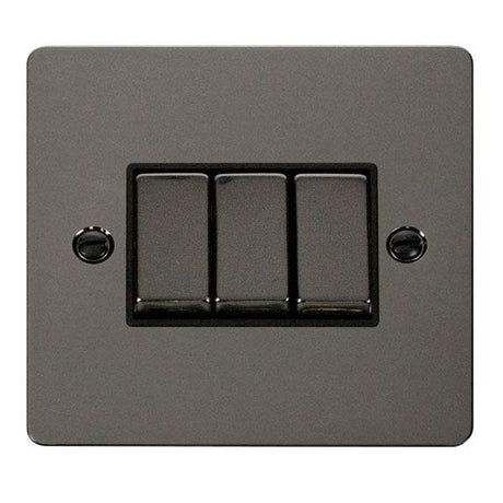 Click Define Switches & Sockets Click Define Black Nickel Ingot 3 Gang 10AX 2 Way Plate Switch