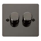 Click Define Switches & Sockets Click Define Flat Plate Black Nickel 2 Gang 2 Way 400W Dimmer