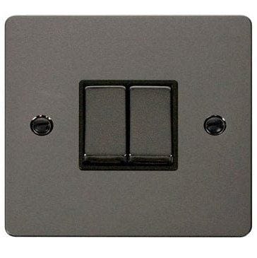 Click Define Switches & Sockets Click Define Flat Plate Black Nickel 2 Gang 2 Way Switch