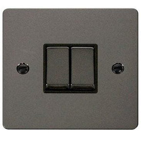 Click Define Switches & Sockets Click Define Flat Plate Black Nickel 2 Gang 2 Way Switch
