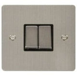 Click Define Switches & Sockets Click Define Flat Plate Stainless Steel 2 Gang 2 Way Switch