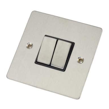 Click Define Switches & Sockets Click Define Flat Plate Stainless Steel 2 Gang 2 Way Switch