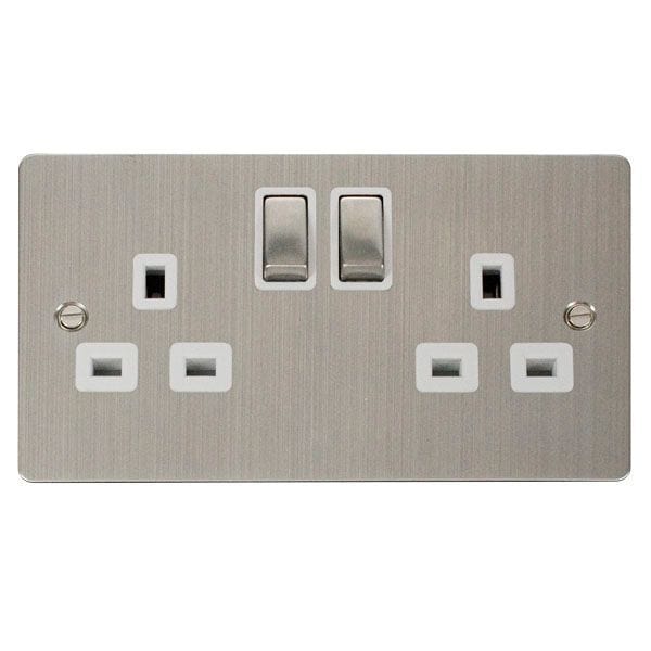 Click Define Switches & Sockets Click Define Stainless Steel 13A Switched Double Socket