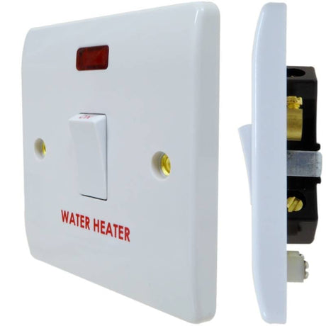 Crabtree Switches & Sockets Crabtree 1 Gang 20A DP Water Heater Control Switch with Neon, White