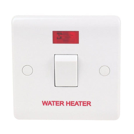 Crabtree Switches & Sockets Crabtree 1 Gang 20A DP Water Heater Control Switch with Neon, White