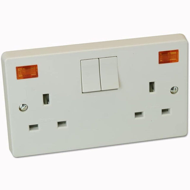 Crabtree Switches & Sockets Crabtree 13A 2 Gang Double Pole Switched Socket with Neon