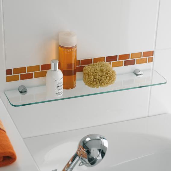 Emco Bathroom Accessories Emco Rondo2 Satined Crystal Glass Shelf 600x30x125mm