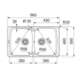 Franke Kitchen Sink Franke Antea Double Kitchen Sink - AZG 620 Metallic Platinum