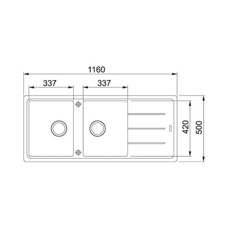 Franke Kitchen Sink Franke Boston Double Built-In Kitchen Sink With Reversible Drainer - BFG 621 Graphite