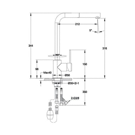 Franke Kitchen Tap Franke Sirius Side Pull-Out Lever High Pressure Kitchen Mixer - Chrome/Stone Grey