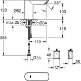 Grohe Bathroom Faucet Grohe Bau Cosmopolitan E Infra-Red Electronic Basin Mixer 1/2″ with Mixing Device and Temperature Limiter